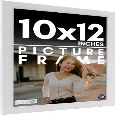 10x12 Frame White Solid Wood Picture Frame Includes UV Acrylic Shatter Guard Front, Acid Free Foam Backing Board, Hanging Hardware Wood Square Frame Wall Frames for Family Photos - no Mat