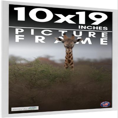10x19 Frame White Solid Wood Picture Frame Includes UV Acrylic Shatter Guard Front, Acid Free Foam Backing Board, Hanging Hardware Wood Square Frame Wall Frames for Family Photos - no Mat