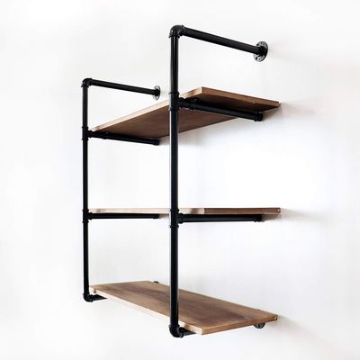 KINMADE Industrial Pipe Ladder Shelf Vintage Display Rack Rustic Floating Storage Shelf 3 Tier Wall Mounted