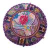 DK Homewares Indian Vintage Patchwork Pouf Ottoman Cover Purple Round Bean Bag Living Room Cotton Embroidered Pouffe Foot Rest Floral Traditional 16x16x13 view 4