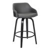 Armen Living LCAEBABLGR30 ALEC Counter Chair, Gray, Black, 360 Rotatable High Cushioning, Faux Leather, Seat Height 29.9 inches (76 cm) view 1