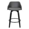 Armen Living LCAEBABLGR30 ALEC Counter Chair, Gray, Black, 360 Rotatable High Cushioning, Faux Leather, Seat Height 29.9 inches (76 cm) view 4