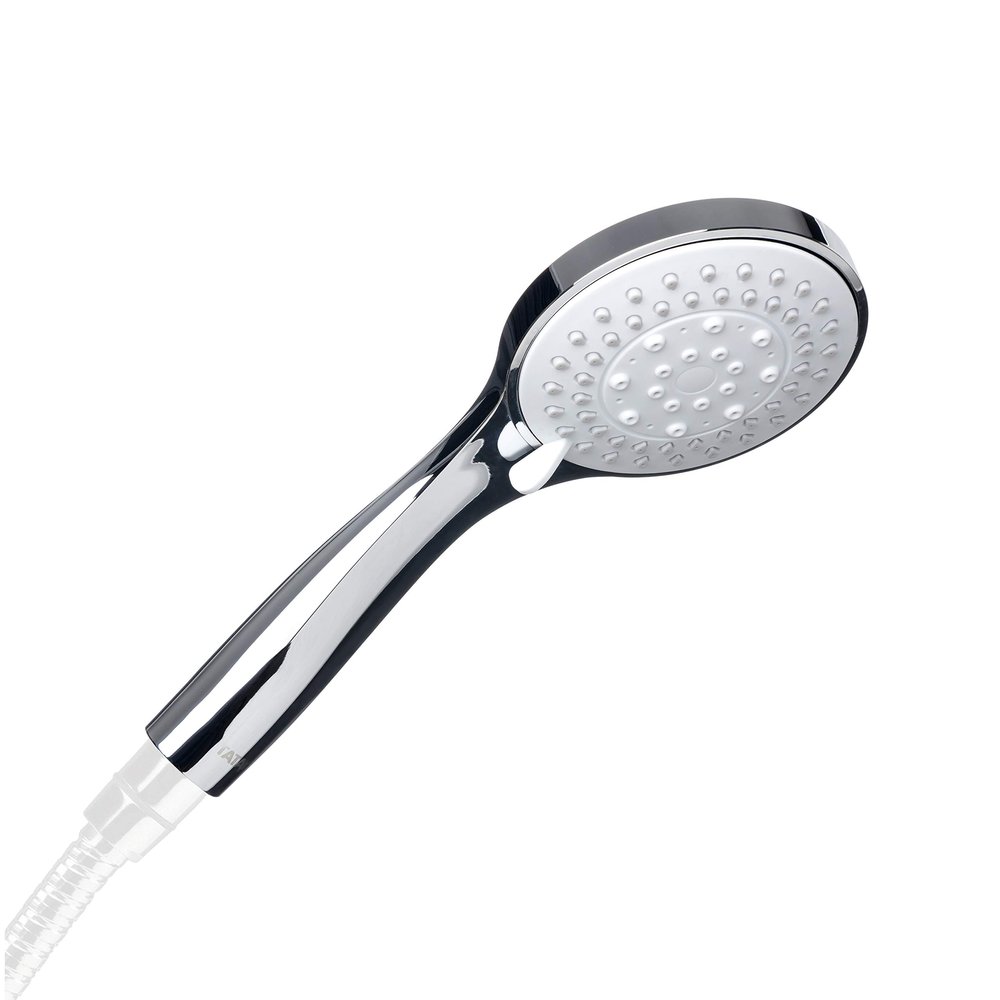 TATAY Malm Multifunctional Hand Shower 3 Functions with Water Saving System, Chrome and White, 10 cm Diameter