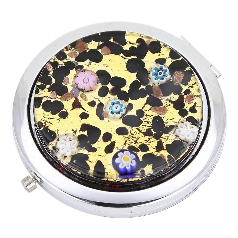 GlassOfVenice Murano Glass Millefiori Folding Compact Mirror - Gold Millefiori