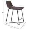 Alpine Furniture Live Edge Set of 2 Dining Metal Leg Pub Chairs in Dark Brown view 3