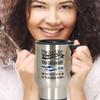 BeeTeeStore Finland Travel Mug Marry A Finn Quote Insulated 14oz Stainless Steel Coffee Cup with Handle and Lid - Portable Drinkware for Commuters and Travelers view 4