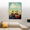 INVIN ART Framed Canvas Giclee Print Butterflies by Odilon Redon Wall Art Living Room Home Office Decorations(Wood Color Slim Frame,20"x28") view 3