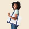 DALIX 23" Premium 24 oz. Cotton Canvas Shopping Tote Navy Blue Anchor view 2