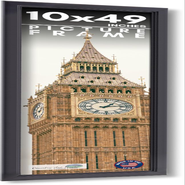 10x49 Frame Black Picture Frame - Complete Modern Photo Frame Includes UV Acrylic Shatter Guard Front, Acid Free Foam Backing Board, Hanging Hardware Wood Wall Frames for Family Photos - no Mat