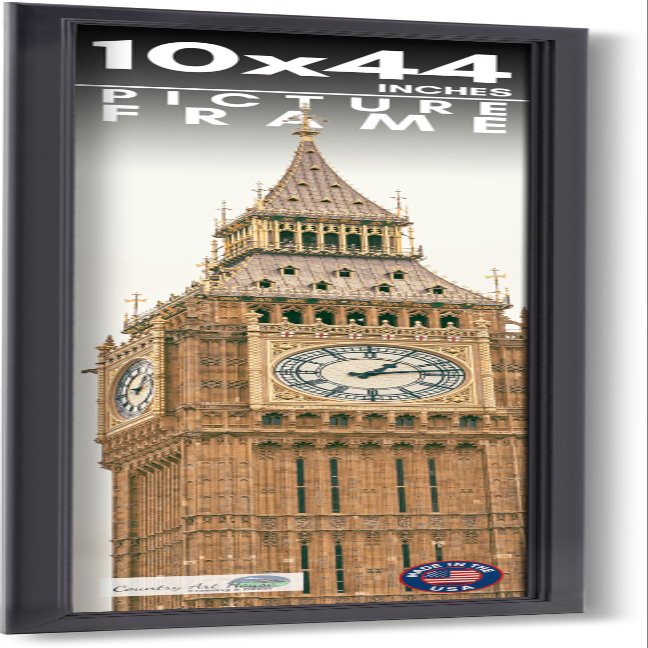 10x44 Frame Black Picture Frame - Complete Modern Photo Frame Includes UV Acrylic Shatter Guard Front, Acid Free Foam Backing Board, Hanging Hardware Wood Wall Frames for Family Photos - no Mat