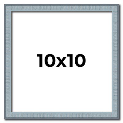 10x10 Frame Blue Picture Frame - Modern Photo Frame Includes UV Acrylic Shatter Guard Front, Acid Free Foam Backing Board, Hanging Hardware Wood Square Frame Wall Frames for Family Photos - no Mat