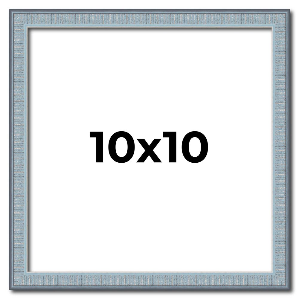 10x10 Frame Blue Picture Frame - Modern Photo Frame Includes UV Acrylic Shatter Guard Front, Acid Free Foam Backing Board, Hanging Hardware Wood Square Frame Wall Frames for Family Photos - no Mat