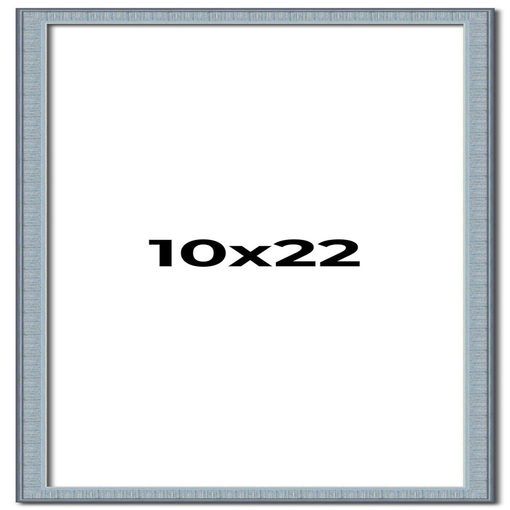10x22 Frame Blue Picture Frame - Complete Modern Photo Frame Includes UV Acrylic Shatter Guard Front, Acid Free Foam Backing Board, Hanging Hardware Wood Wall Frames for Family Photos - no Mat