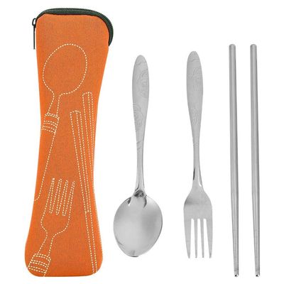 Flatware Set, Portable Camping Utensil Set Including Chopsticks Fork Spoon with Storage for Hiking Travel Home Kitchen Hotel Restaurant Mountain Camping Outdoor Dining