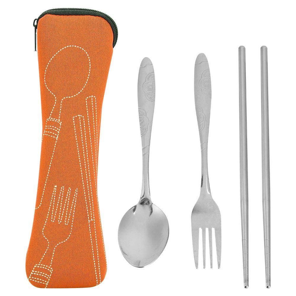 Flatware Set, Portable Camping Utensil Set Including Chopsticks Fork Spoon with Storage for Hiking Travel Home Kitchen Hotel Restaurant Mountain Camping Outdoor Dining