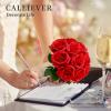 10 Pcs Red Rose Artificial Flower, Faux Silk Flowers With Long Stems, Fake Roses Bulk Bouquet for Decoration Valentine's Day Centerpieces Proposal Bridal Bouquets Shower Party Home Floral Decor view 3