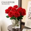 10 Pcs Red Rose Artificial Flower, Faux Silk Flowers With Long Stems, Fake Roses Bulk Bouquet for Decoration Valentine's Day Centerpieces Proposal Bridal Bouquets Shower Party Home Floral Decor view 4