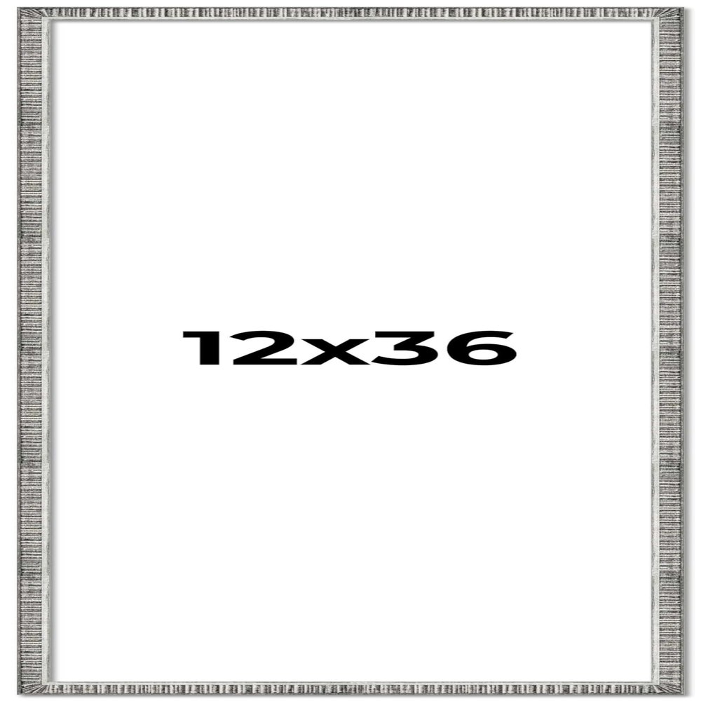 12x36 Frame Silver Picture Frame - Modern Photo Frame Includes UV Acrylic Shatter Guard Front, Acid Free Foam Backing Board, Hanging Hardware Wood Panoramic Frame Wall Frames for Family Photos