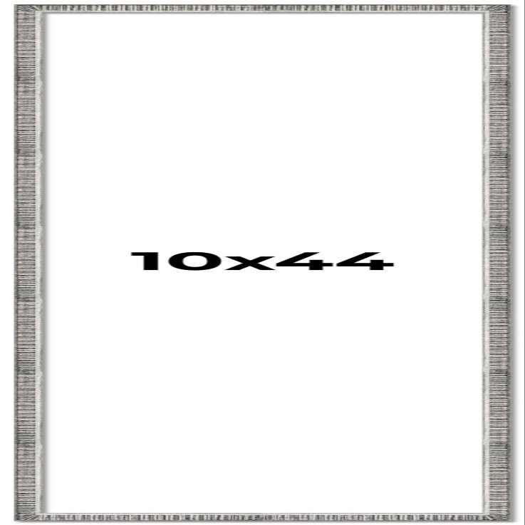 10x44 Frame Silver Rustic Metallic Grey Picture Frame | Solid Wood | Includes UV Acrylic Shatter Guard Front, Acid Free Foam Backing Board, Hanging Hardware Wood Wall Frames for Family Photos - no