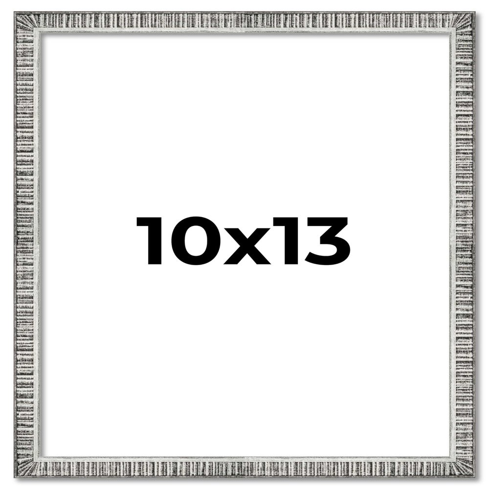 10x13 Frame Silver Rustic Metallic Grey Picture Frame | Solid Wood | Includes UV Acrylic Shatter Guard Front, Acid Free Foam Backing Board, Hanging Hardware Wood Wall Frames for Family Photos - no