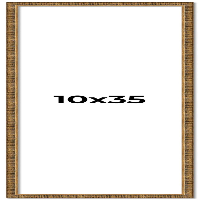 10x35 Frame Gold Picture Frame - Complete Modern Photo Frame Includes UV Acrylic Shatter Guard Front, Acid Free Foam Backing Board, Hanging Hardware Wood Wall Frames for Family Photos - no Mat