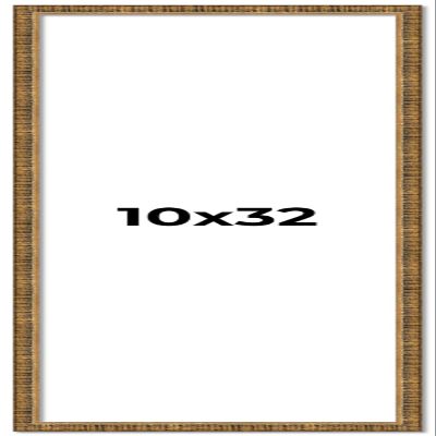 10x32 Frame Gold Picture Frame - Complete Modern Photo Frame Includes UV Acrylic Shatter Guard Front, Acid Free Foam Backing Board, Hanging Hardware Wood Wall Frames for Family Photos - no Mat