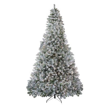 9' Pre-Lit Flocked Winema Pine Artificial Christmas Tree - Clear Lights