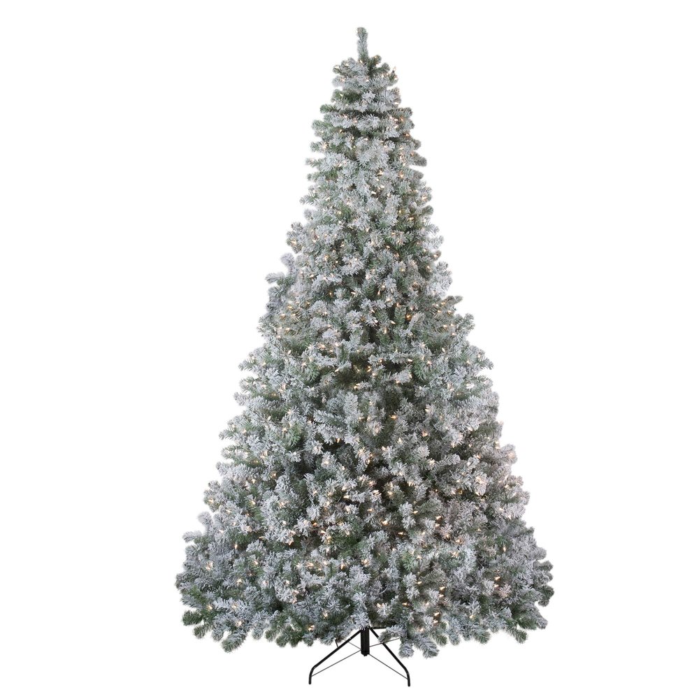 9' Pre-Lit Flocked Winema Pine Artificial Christmas Tree - Clear Lights