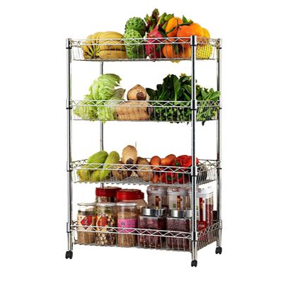 ZSH-stc 4 Tier Kitchen Storage Trolley with Wheels Metal Fruit Vegetable Rack for Bathroom Multifunction Organizing (Size : 45 * 30 * 80cm)