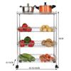 ZSH-stc 4 Tier Kitchen Storage Trolley with Wheels Metal Fruit Vegetable Rack for Bathroom Multifunction Organizing (Size : 45 * 30 * 80cm) view 2