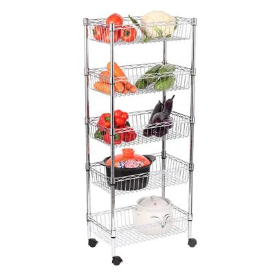 ZSH-stc 5 Tier Kitchen Storage Trolley with Wheels Metal Fruit Vegetable Rack for Bathroom Multifunction Organizing (Size : 50 * 35 * 120cm)