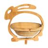 Full Funk Fair Trade Bamboo Wood Collapsible Fruit Serving Basket Handmade, Rabbit view 1