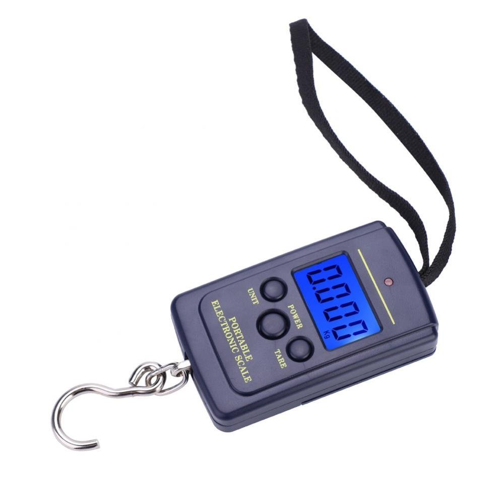 Portable Digital Hanging Scale with Hook, 40kg Capacity, LCD Display, Plastic, for Fishing and Luggage