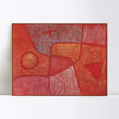 INVIN ART Framed Canvas Giclee Print Heisser Ort 1933 by Paul Klee Wall Art Living Room Home Office Decorations(Wood Color Slim Frame,20"x24")