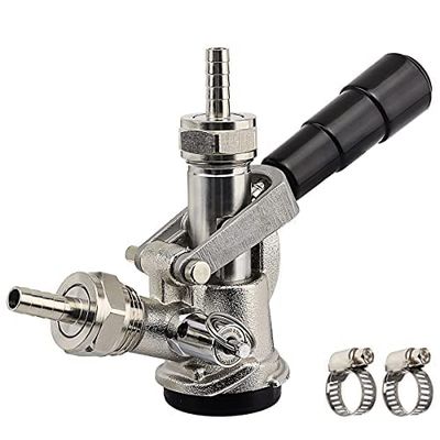 Keg Coupler, Sankey D Tap with 304 Stainless Steel Probe, Keg Coupler D System with Black Handle & Hose Clamp, D Style,Sankey D Tap for 5/16" ID Hose