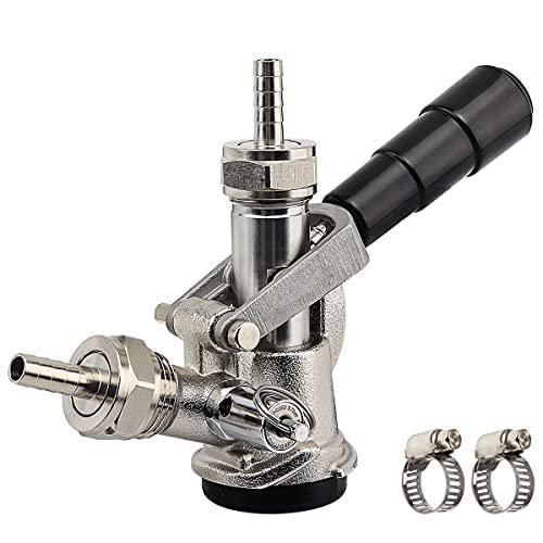 Keg Coupler, Sankey D Tap with 304 Stainless Steel Probe, Keg Coupler D System with Black Handle & Hose Clamp, D Style,Sankey D Tap for 5/16" ID Hose
