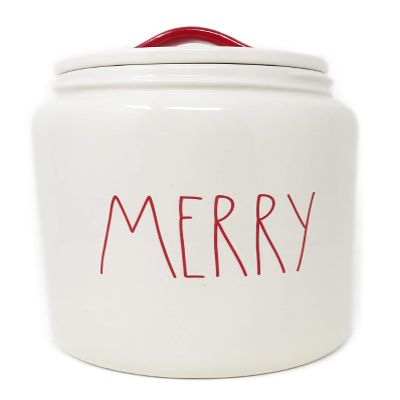 MERRY Ceramic LL Large Canister With Red Letters