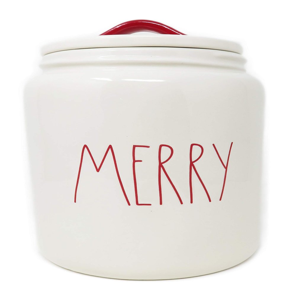 MERRY Ceramic LL Large Canister With Red Letters