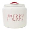 MERRY Ceramic LL Large Canister With Red Letters view 1