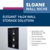 14x24 Sloane Recessed Wall Niche Medicine Cabinet Replacement, In the Wall Bathroom Cabinet Insert Shelf/Shelves, Made in North America, REAL WOOD, NO MDF, Dark Brown Plain Back view 4