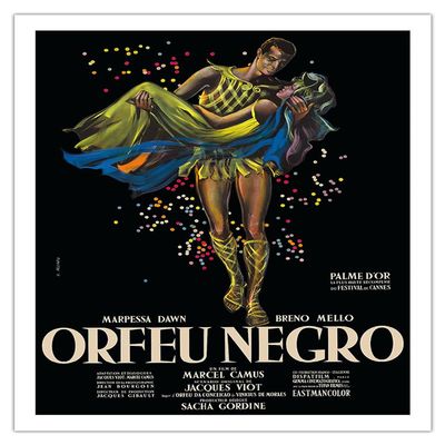 Black Orpheus (Orfeu Negro) - Directed by Marcel Camus - Vintage Film Movie Poster by Georges Allard c.1959 - Fine Art Matte Paper Print (Unframed) 20x26in