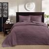 Madison Park Quebec Reversible Damask Design, Double Sided Quilting All Season, Lightweight Coverlet Bedspread Bedding Set, Matching Shams, King(120"x118"), Purple view 1