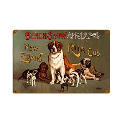 12 X 18 Vintage Metal Sign - New England Dog Show/W Wood Frame/W Wood Frame