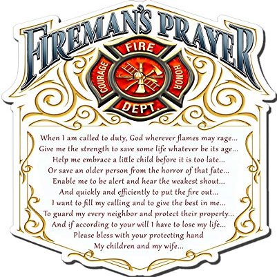 12 X 16 - Plasma Metal Sign Fireman'S Prayer