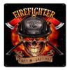 12 X 15 Satin Metal Sign - Fire Fighter Skull First In Last Out view 1