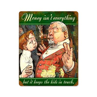 12 X 18 Vintage Metal Sign - Money Keeps The Kids/W Wood Frame/W Wood Frame