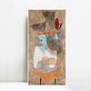 INVIN ART Framed Canvas Giclee Print Hat,Lady and Little Table by Paul Klee Wall Art Living Room Home Office Decorations(White Slim Frame,16"x32") view 1
