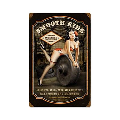 12 X 18 - Smooth Ride Pin-Up Vintage Sign
