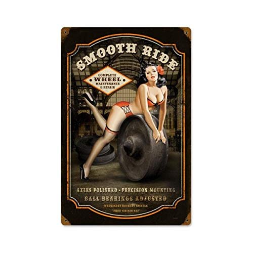 12 X 18 - Smooth Ride Pin-Up Vintage Sign