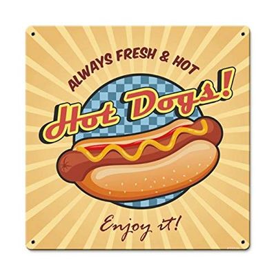 12 X 12 Metal Signs - Hotdog 12X12